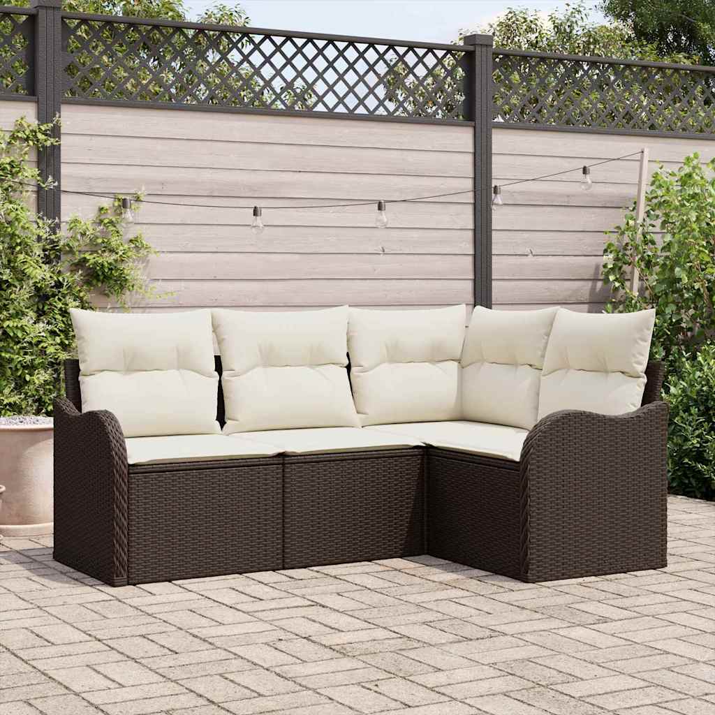 Vidaxl Ensemble De Canapé De Jardin 4 Pcs Marron Polyrotin