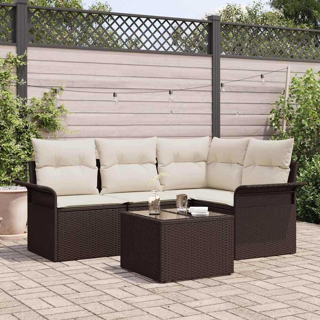 Vidaxl Ensemble De Canapé De Jardin 5 Pcs Marron Polyrotin