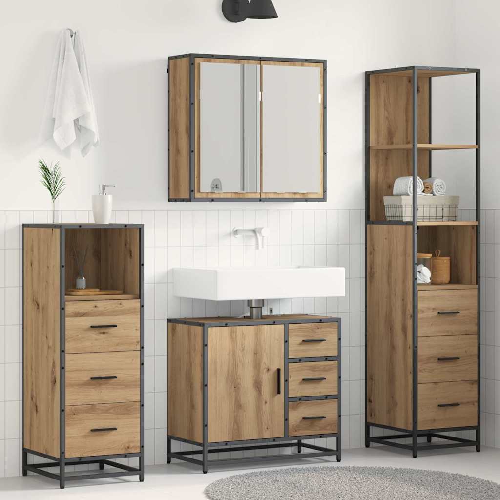 Vidaxl Ensemble De Mobilier De Salle De Bain 4 Pc Chêne Artisanal