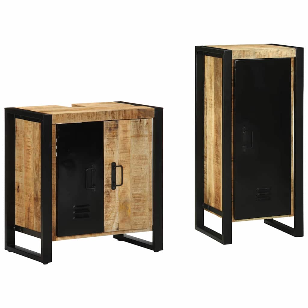 Vidaxl Ensemble De Mobilier De Salle De Bain 2 Pcs Marron Et Noir
