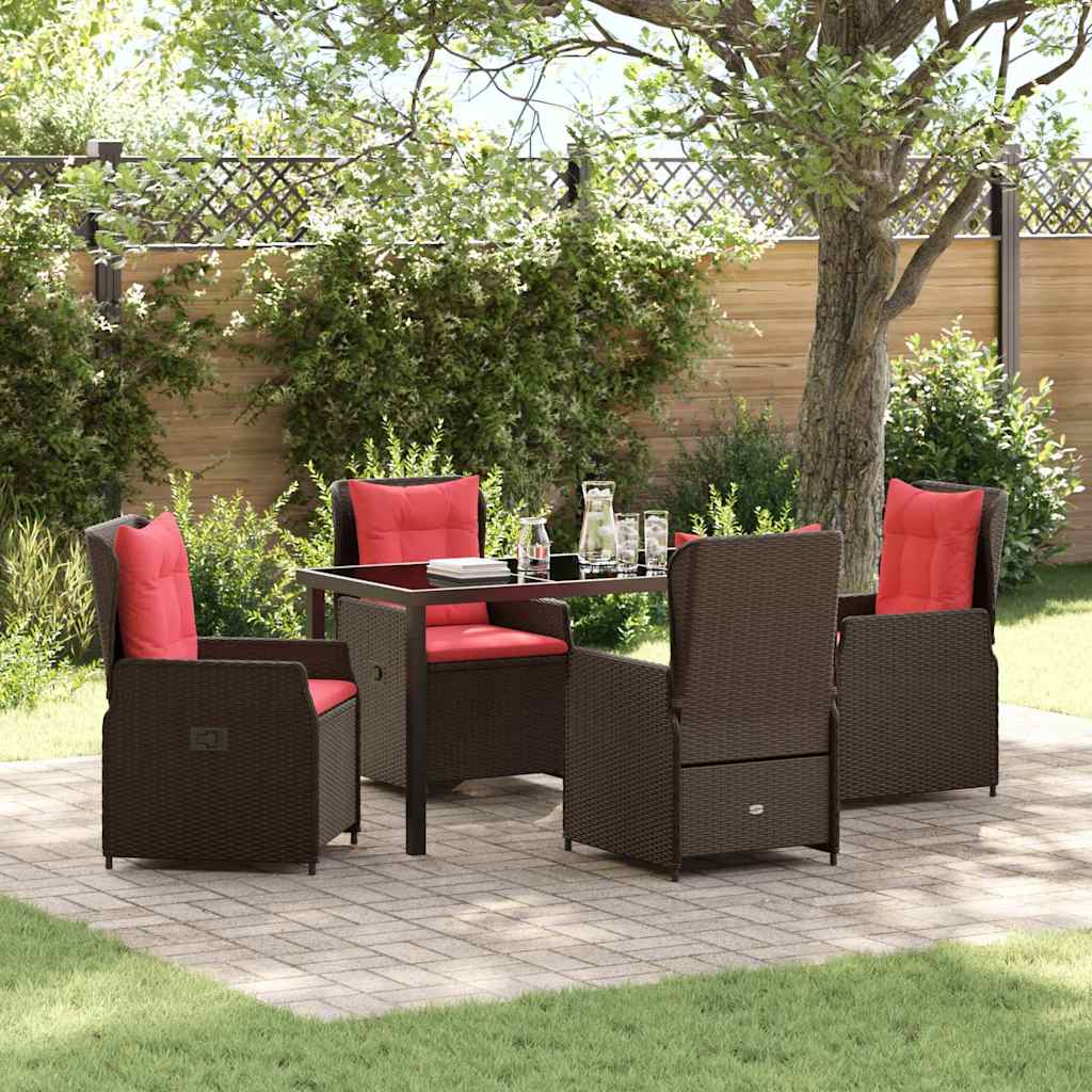 Vidaxl Ensemble De Salle À Manger Pour Jardin 5 Pcs Marron Poly Rotin