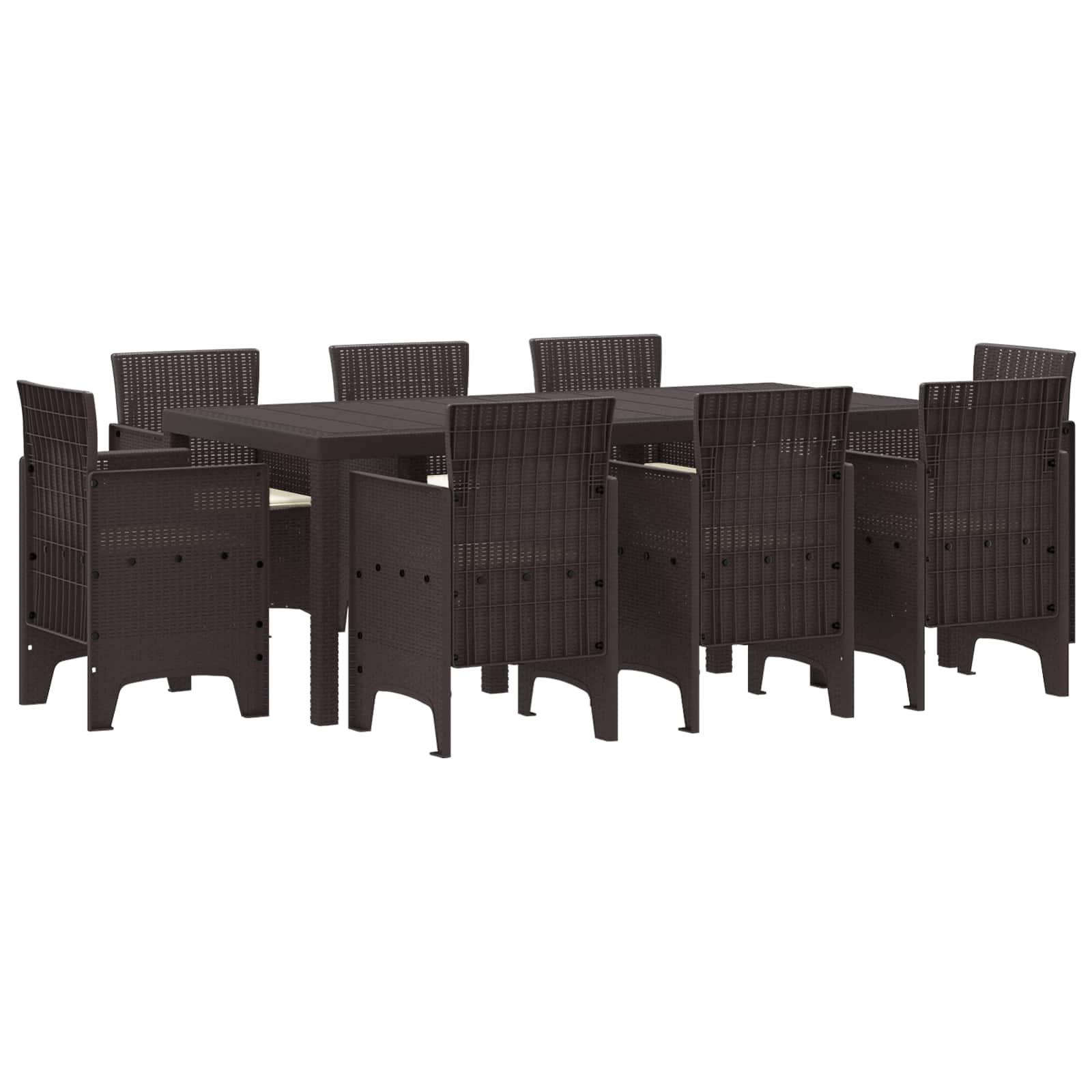 Vidaxl Garten Essgruppe 9 Pcs Braun Polypropylen