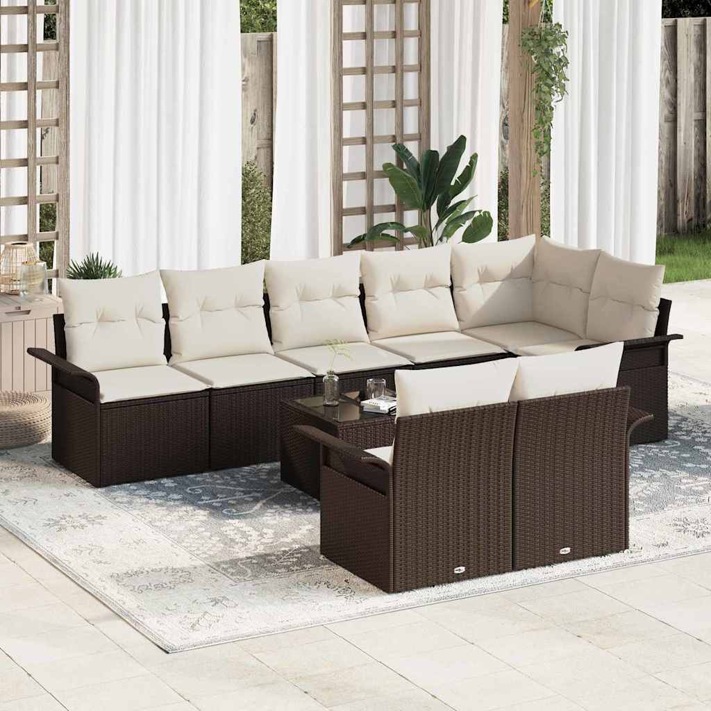 Vidaxl Ensemble De Canapé De Jardin 9 Pcs Marron Poly Rotin