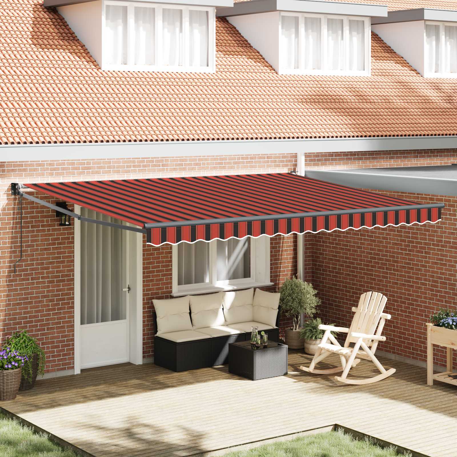 Vidaxl Auvent Rétractable Orange Et Marron 450 X 300 X 165 Cm