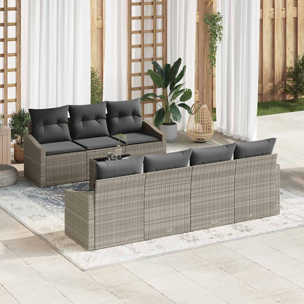 Vidaxl Ensemble De Canapés 8 Pcs Gris Clair Et Gris Foncé Polyrotin