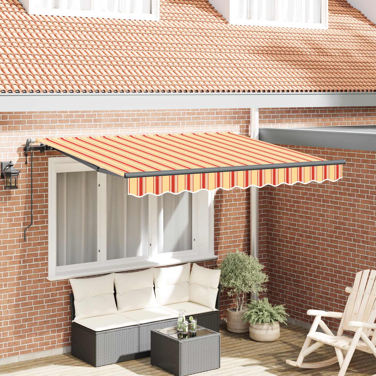 Vidaxl Auvent Rétractable Jaune 350 X 200 Cm Tissu