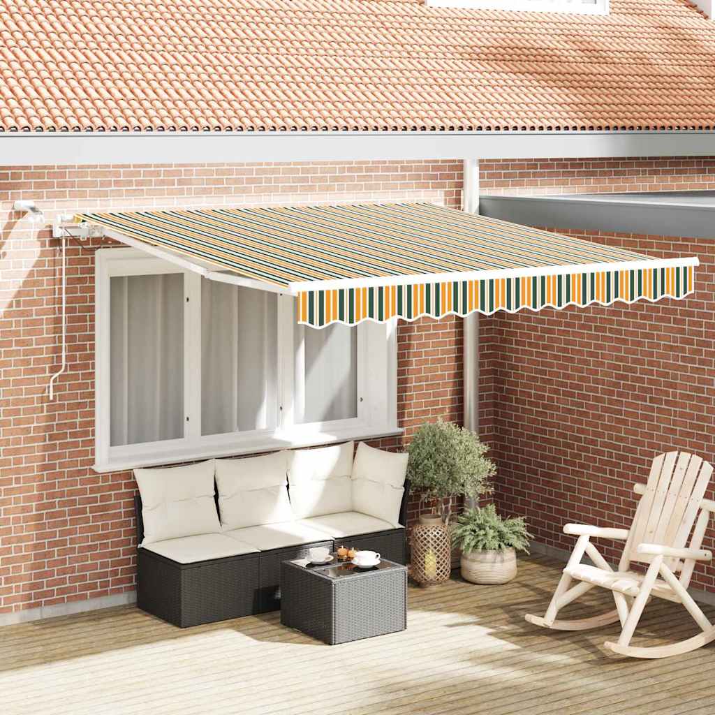 Vidaxl Auvent Rétractable Vert Et Jaune 300 X 250 Cm Polyester