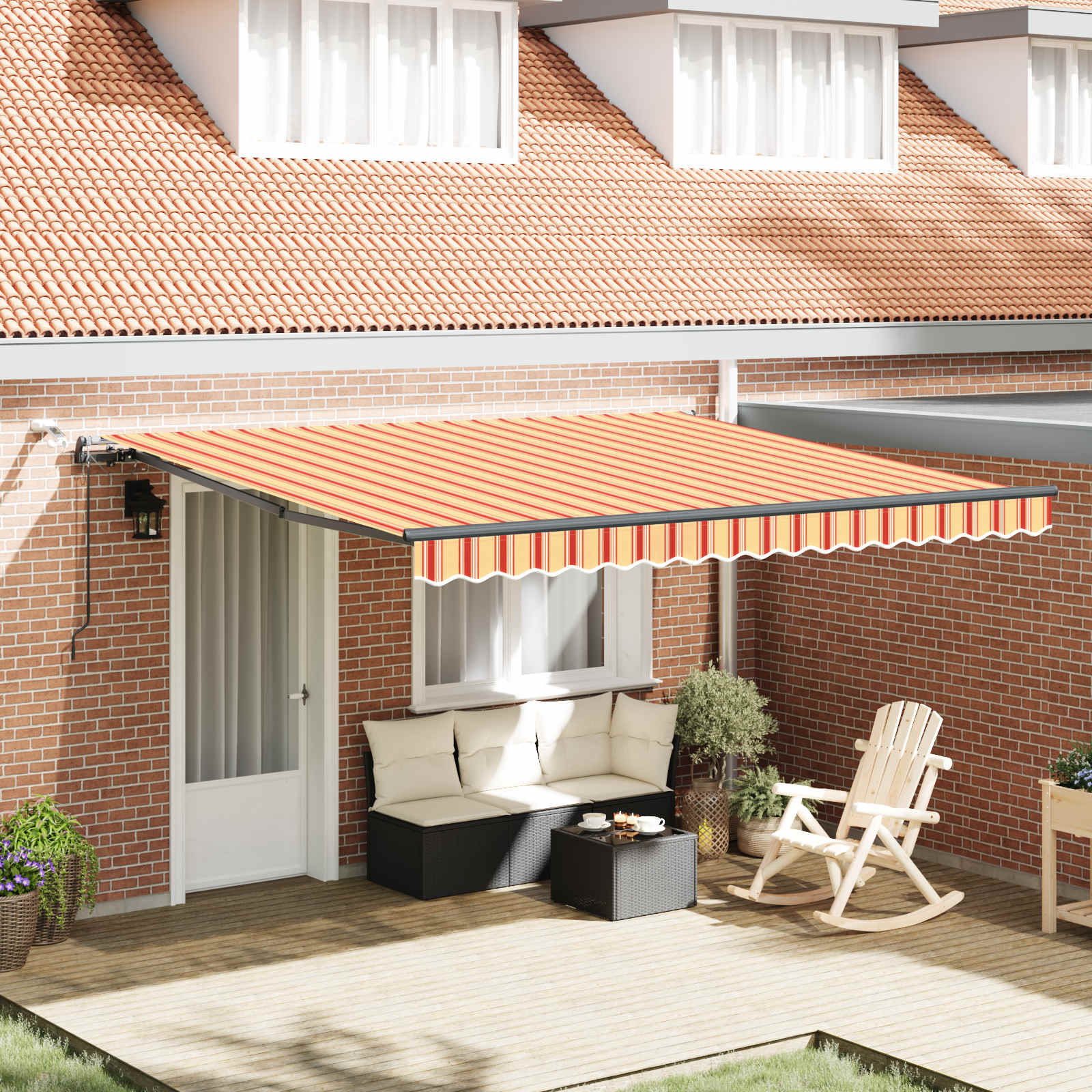 Vidaxl Auvent Rétractable Jaune Et Orange 400 × 300 Cm Polyester
