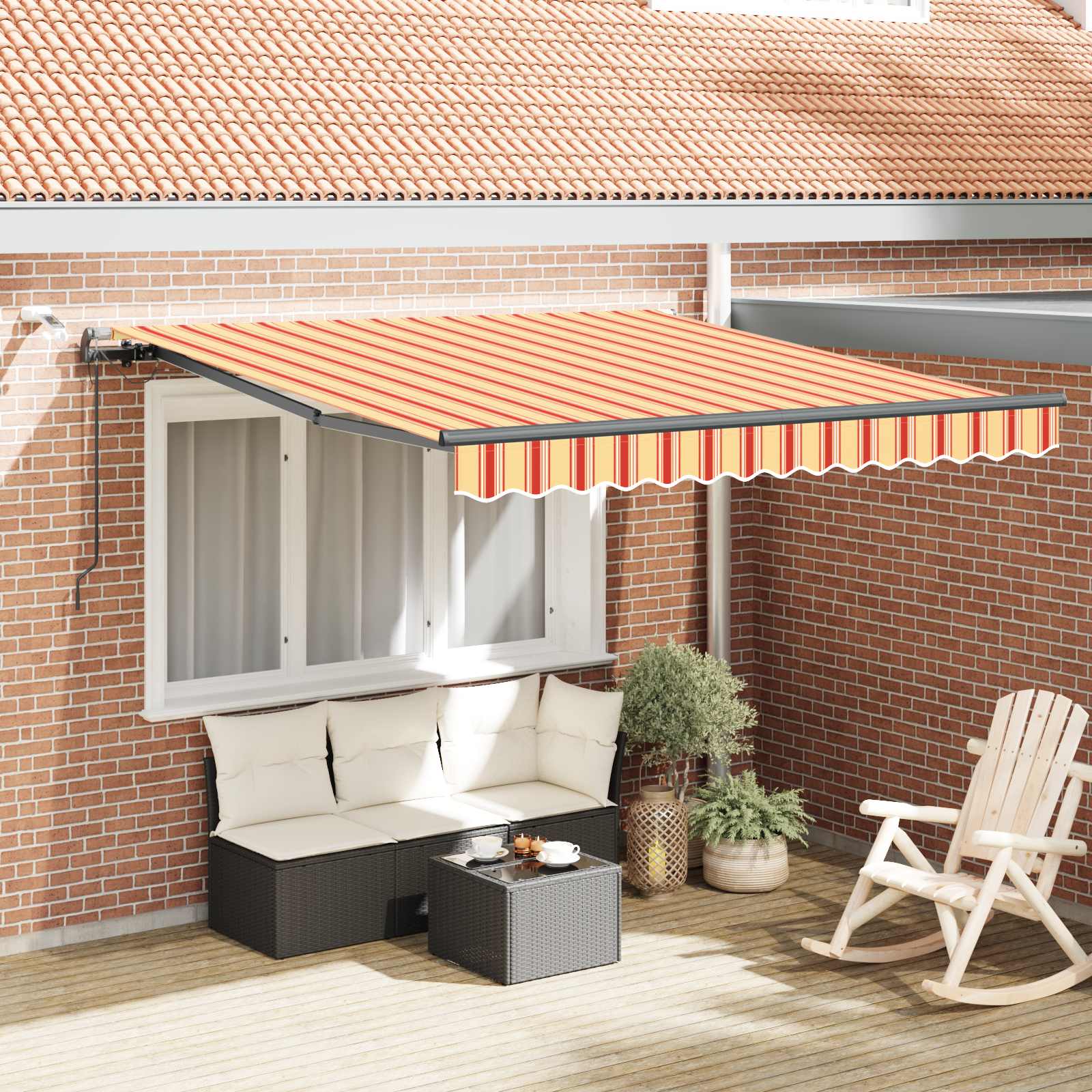 Vidaxl Auvent Rétractable Jaune Et Orange 300 X 250 Cm Polyester