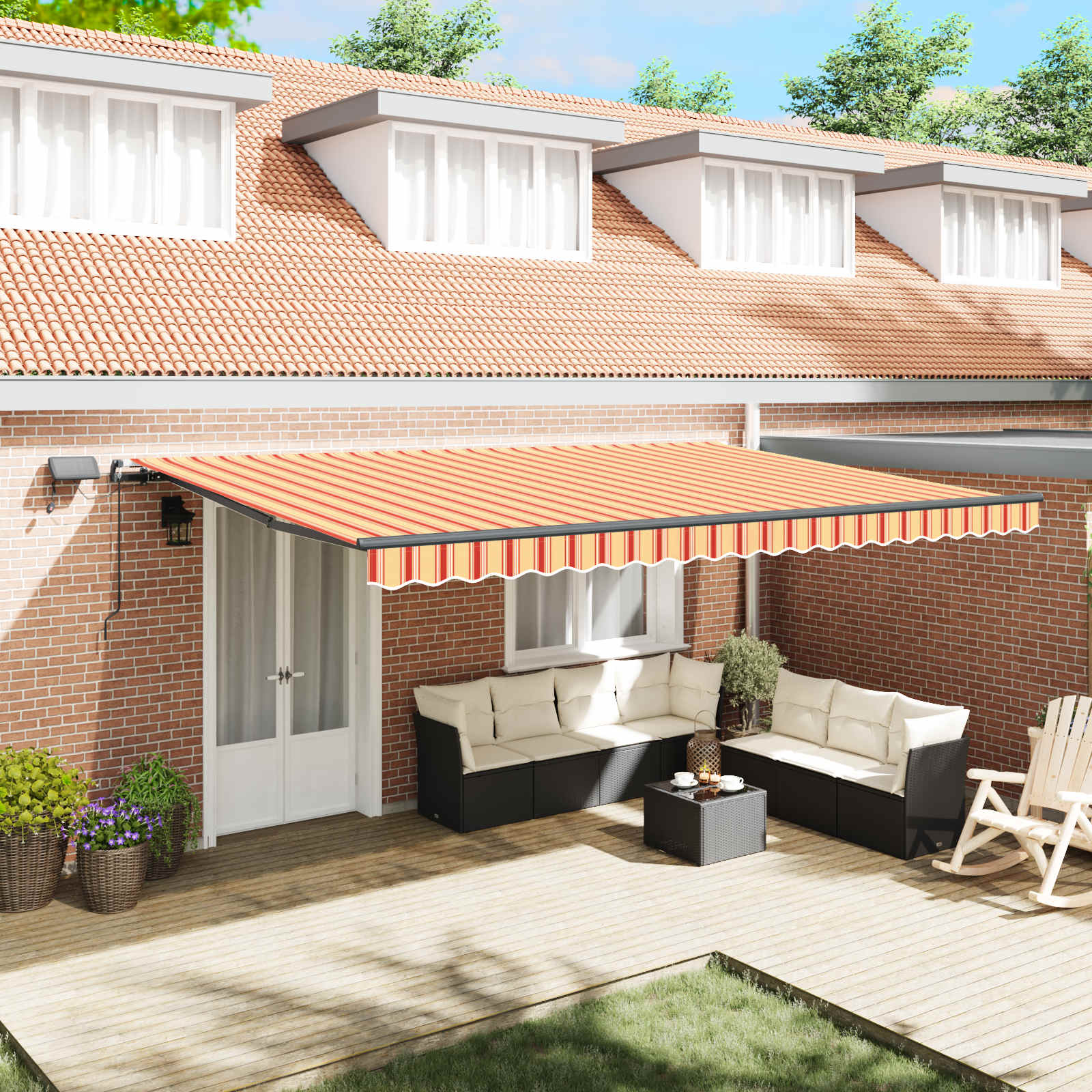 Vidaxl Auvent Rétractable Jaune Et Orange 500 × 300 Cm