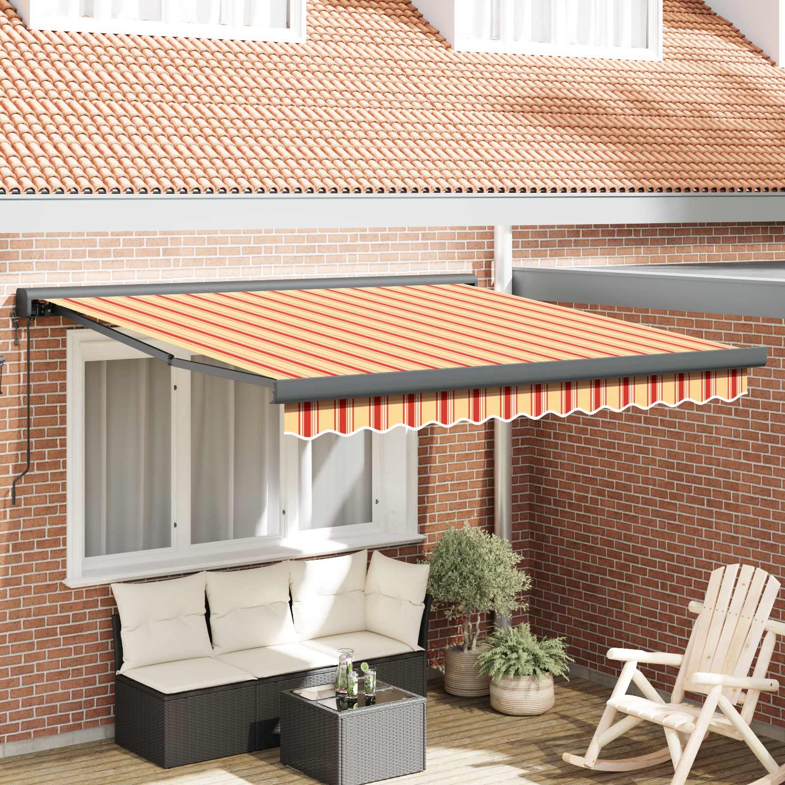 Vidaxl Auvent Rétractable Jaune Et Orange 350 X 250 X 165 Cm