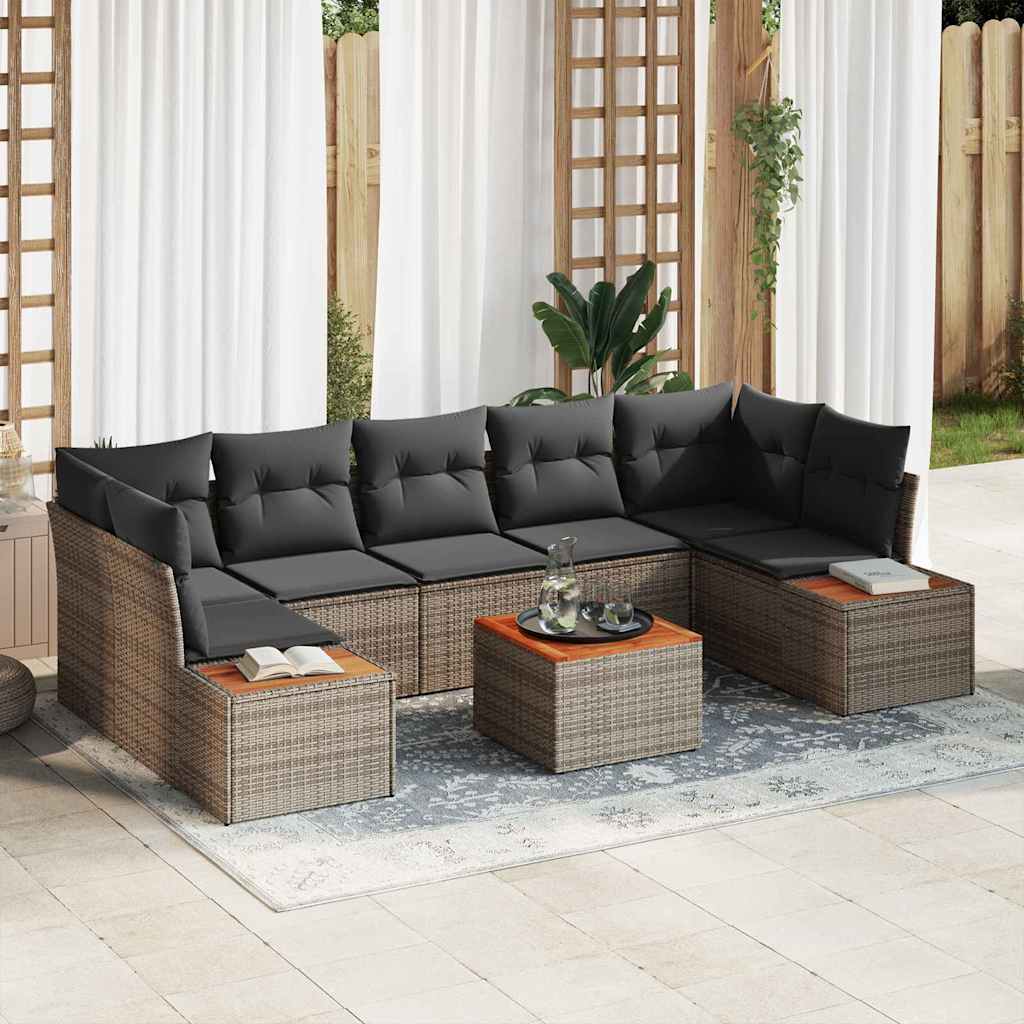 Vidaxl Ensemble De Canapé De Jardin Avec Coussin 8 Pcs Gris Poly Rotin
