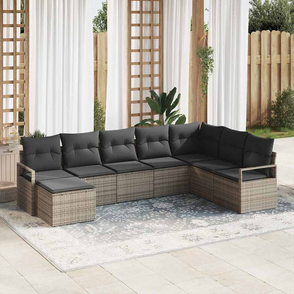 Vidaxl Ensemble De Canapés Avec Coussin 8 Pcs Gris Polyrotin