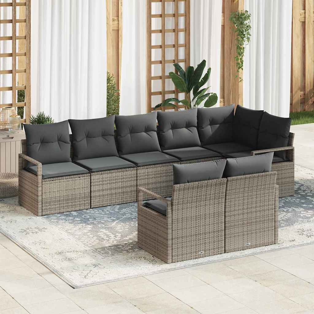 Vidaxl Ensemble De Canapé De Jardin Avec Coussin 8 Pcs Gris Polyrotin