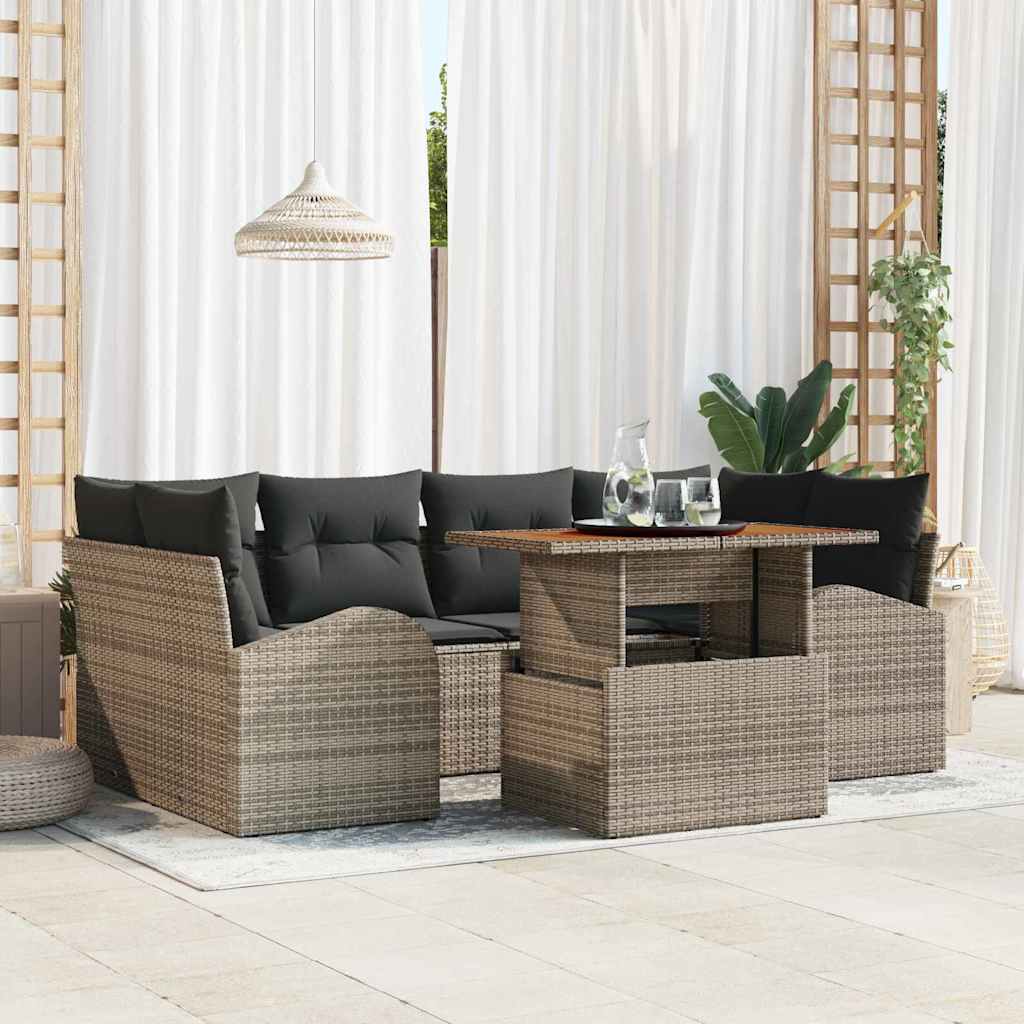 Vidaxl Ensemble De Canapé De Jardin Avec Coussin 7 Pcs Gris