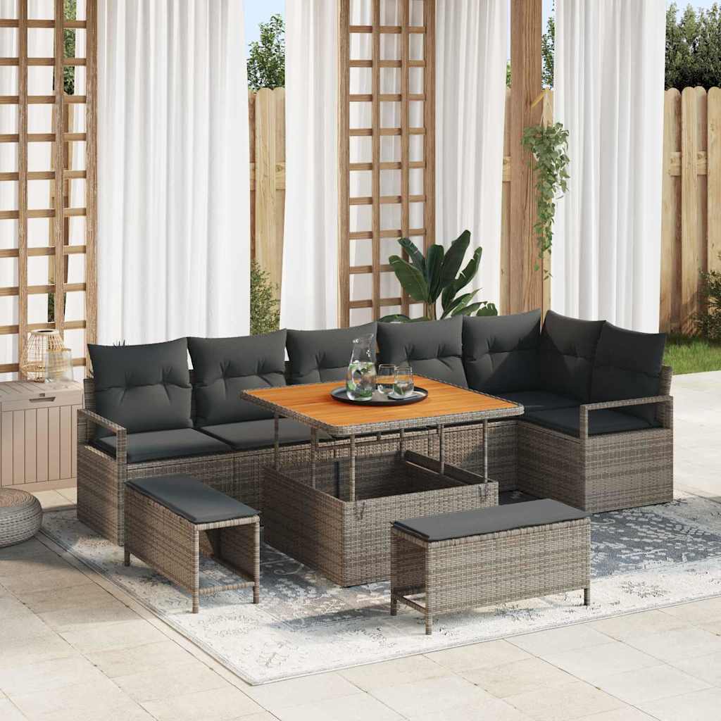 Vidaxl Ensemble De Canapé De Jardin Avec Coussin 9 Pcs Gris