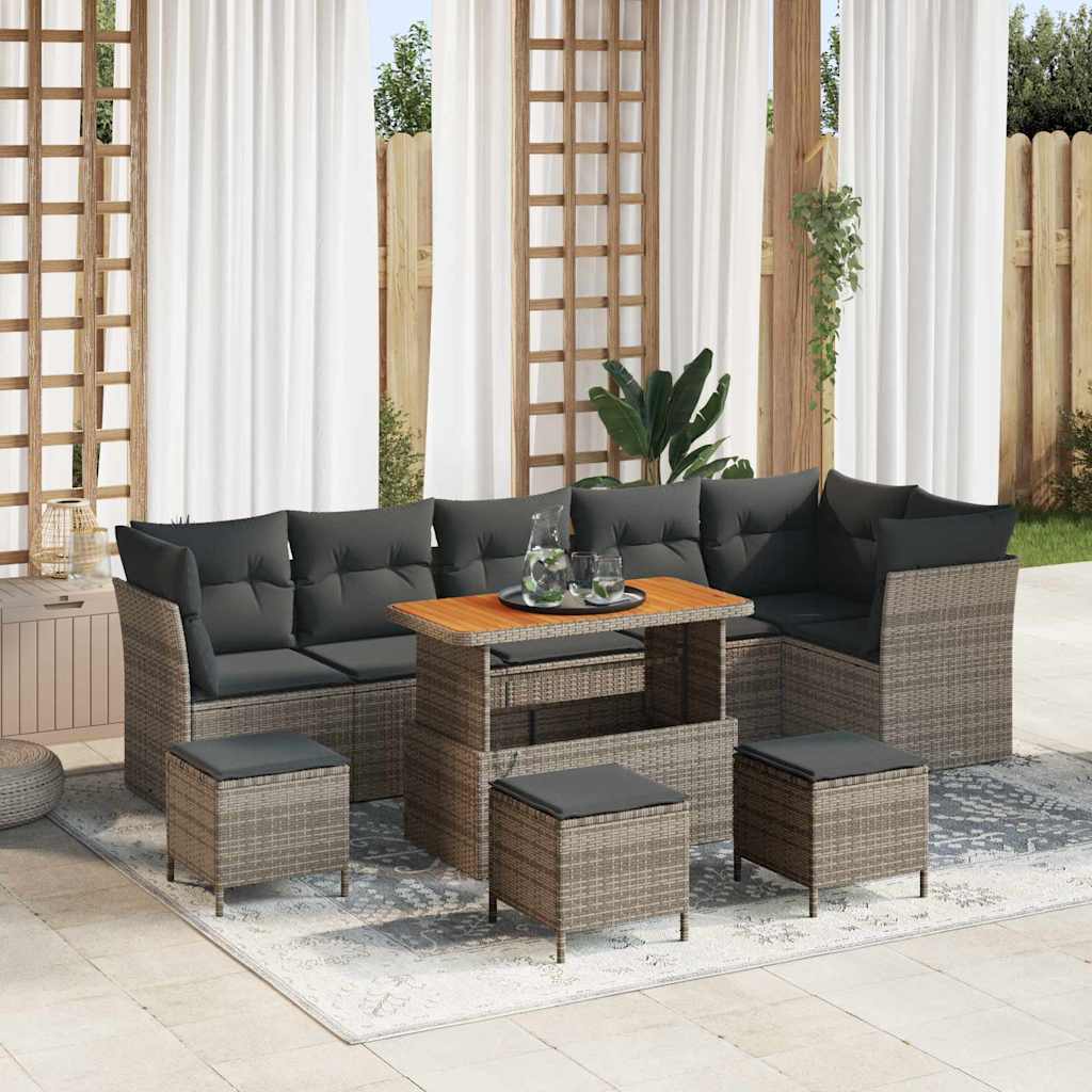 Vidaxl Ensemble De Canapé De Jardin 10 Pcs Gris Polyrotin