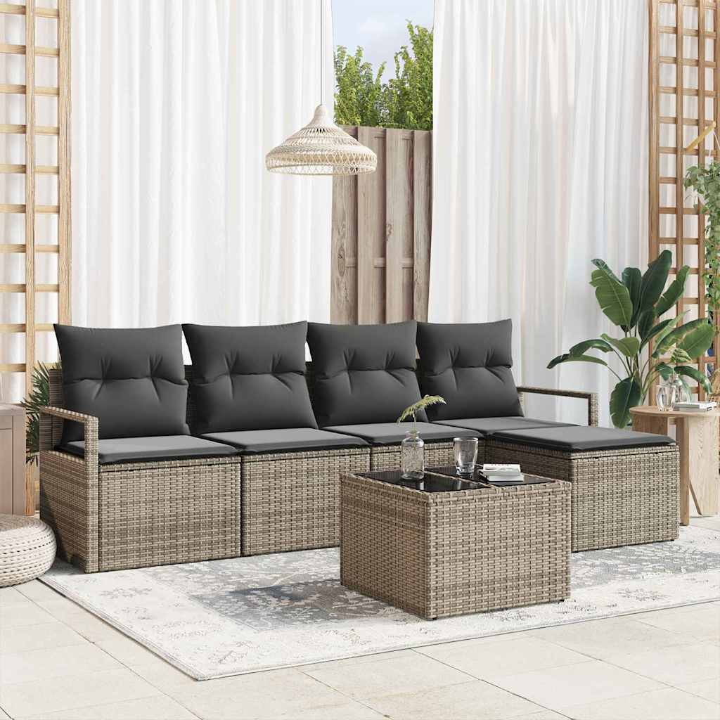 Vidaxl Ensemble De Canapés Avec Coussin 6 Pcs Gris Polyrotin