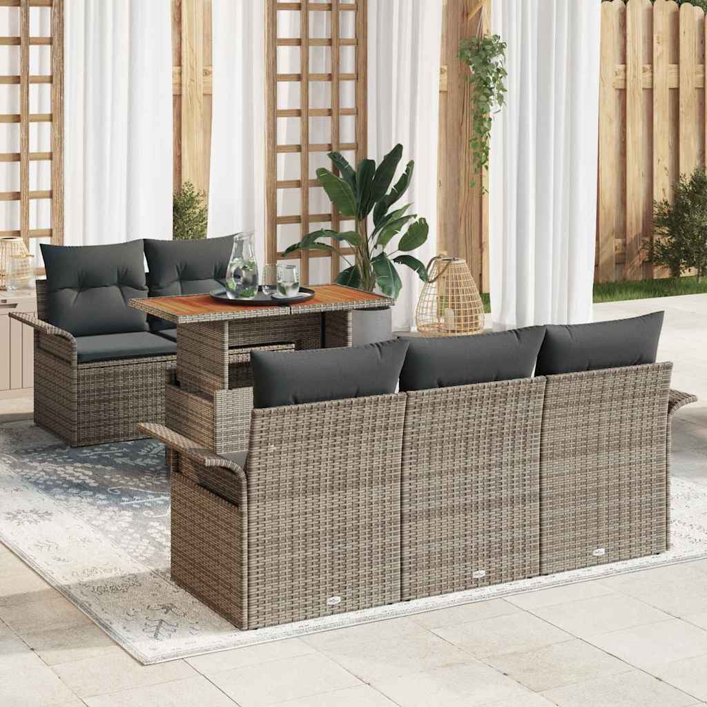 Vidaxl Ensemble De Canapé De Jardin Avec Coussin 6 Pcs Gris Polyrotin