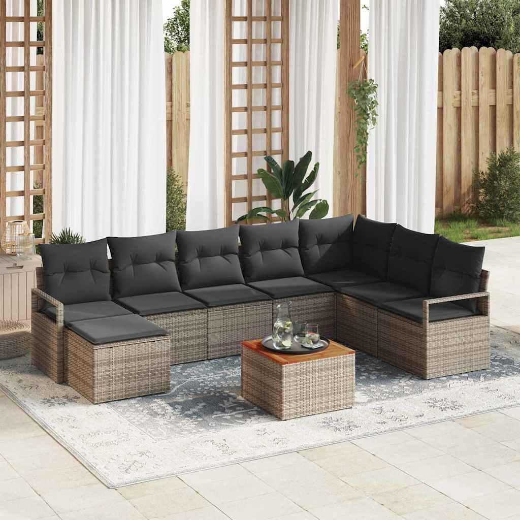 Vidaxl Ensemble De Canapé De Jardin Avec Stockage 9 Pcs Gris Polyrotin
