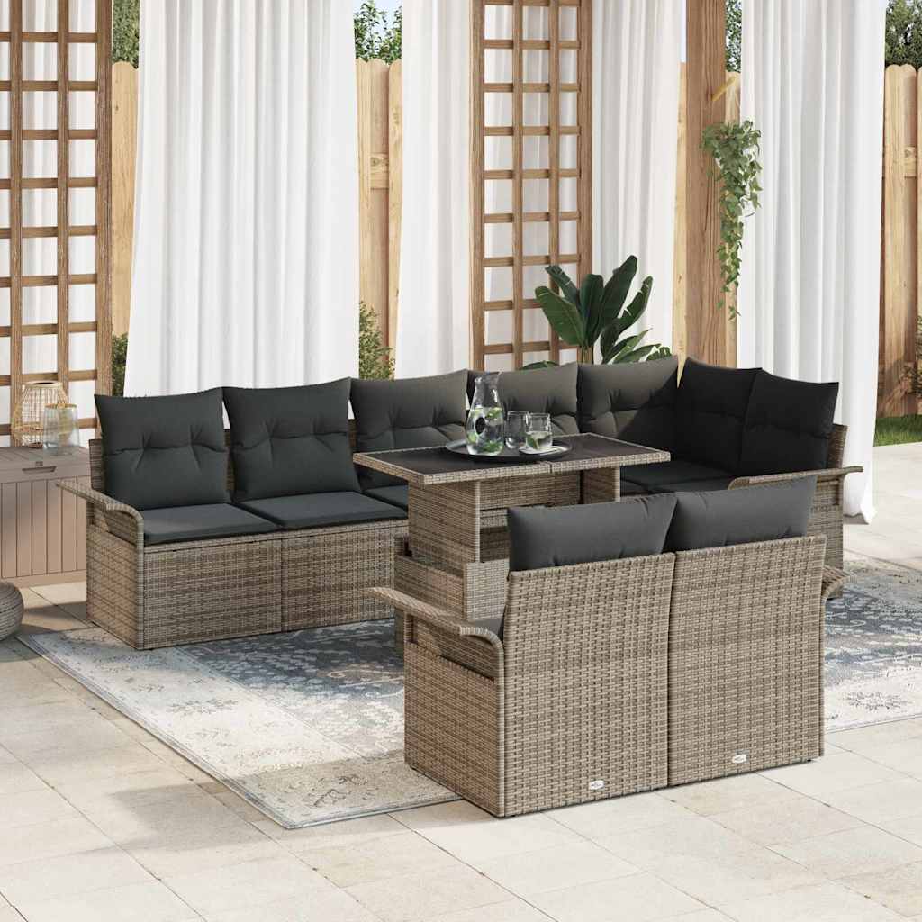 Vidaxl Ensemble De Canapé De Jardin Avec Coussin 9 Pcs Gris Poly Rotin