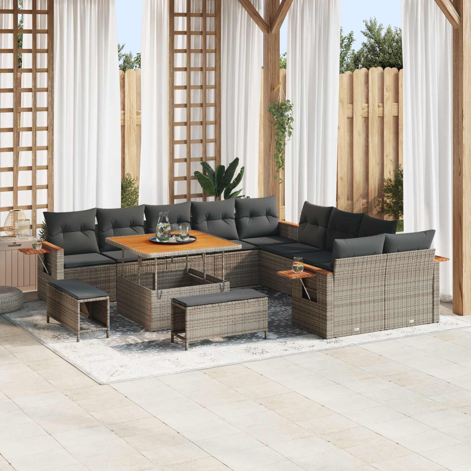 Vidaxl Ensemble De Canapé De Jardin 13 Pcs Gris Polyrotin