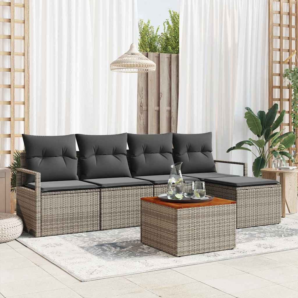 Vidaxl Ensemble De Canapé De Jardin Avec Stockage 6 Pcs Gris Polyrotin