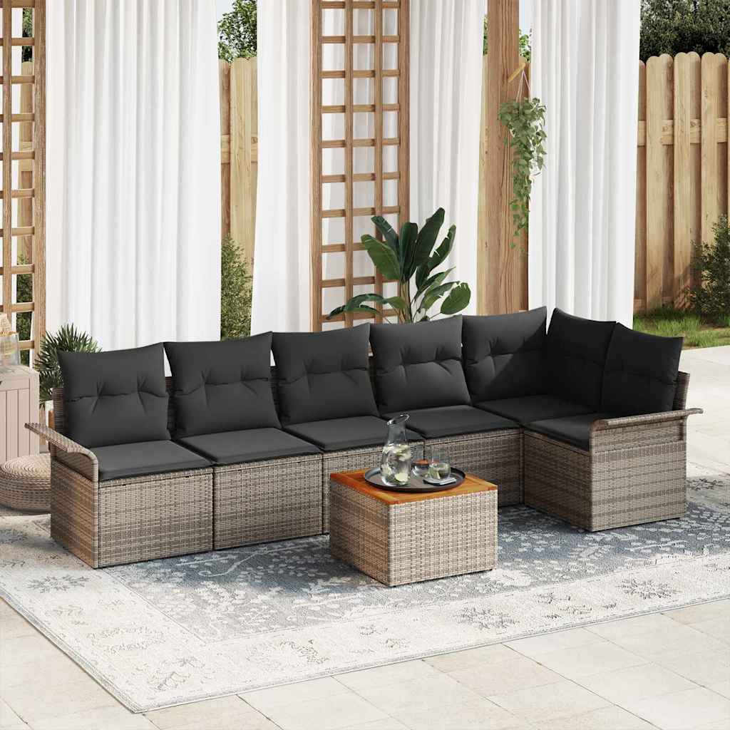 Vidaxl Ensemble De Canapé De Jardin Avec Stockage 7 Pcs Gris Polyrotin