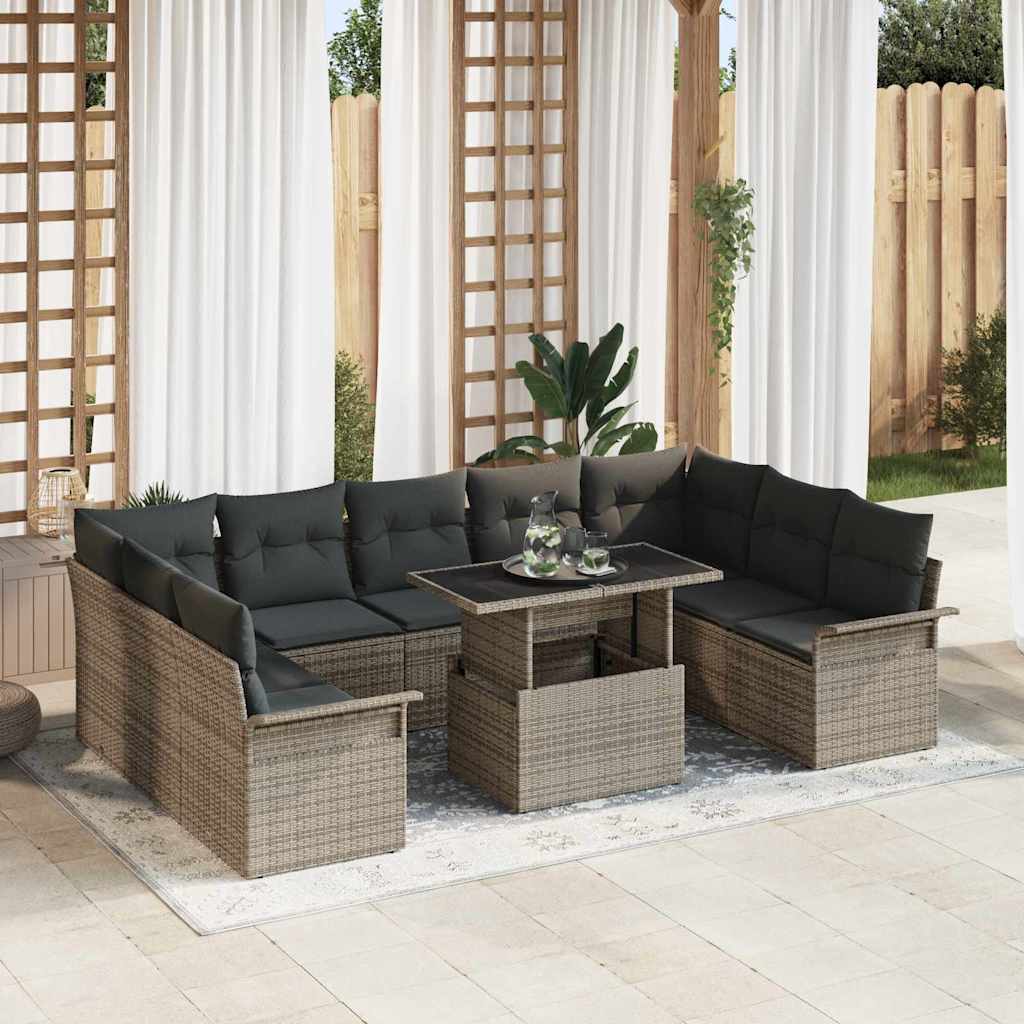 Vidaxl Ensemble De Canapé De Jardin 10 Pcs Gris Poly Rotin