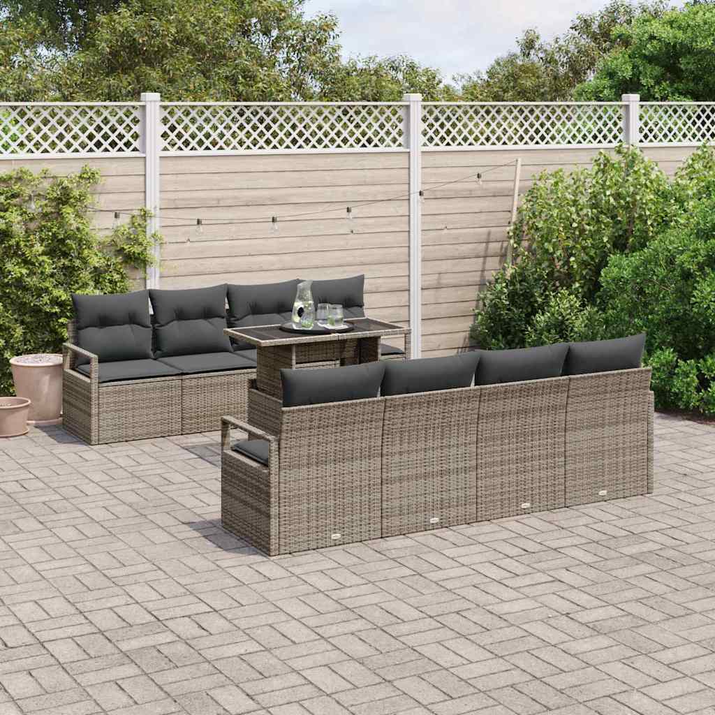 Vidaxl Ensemble De Canapé De Jardin Avec Coussin 7 Pcs Gris Polyrotin