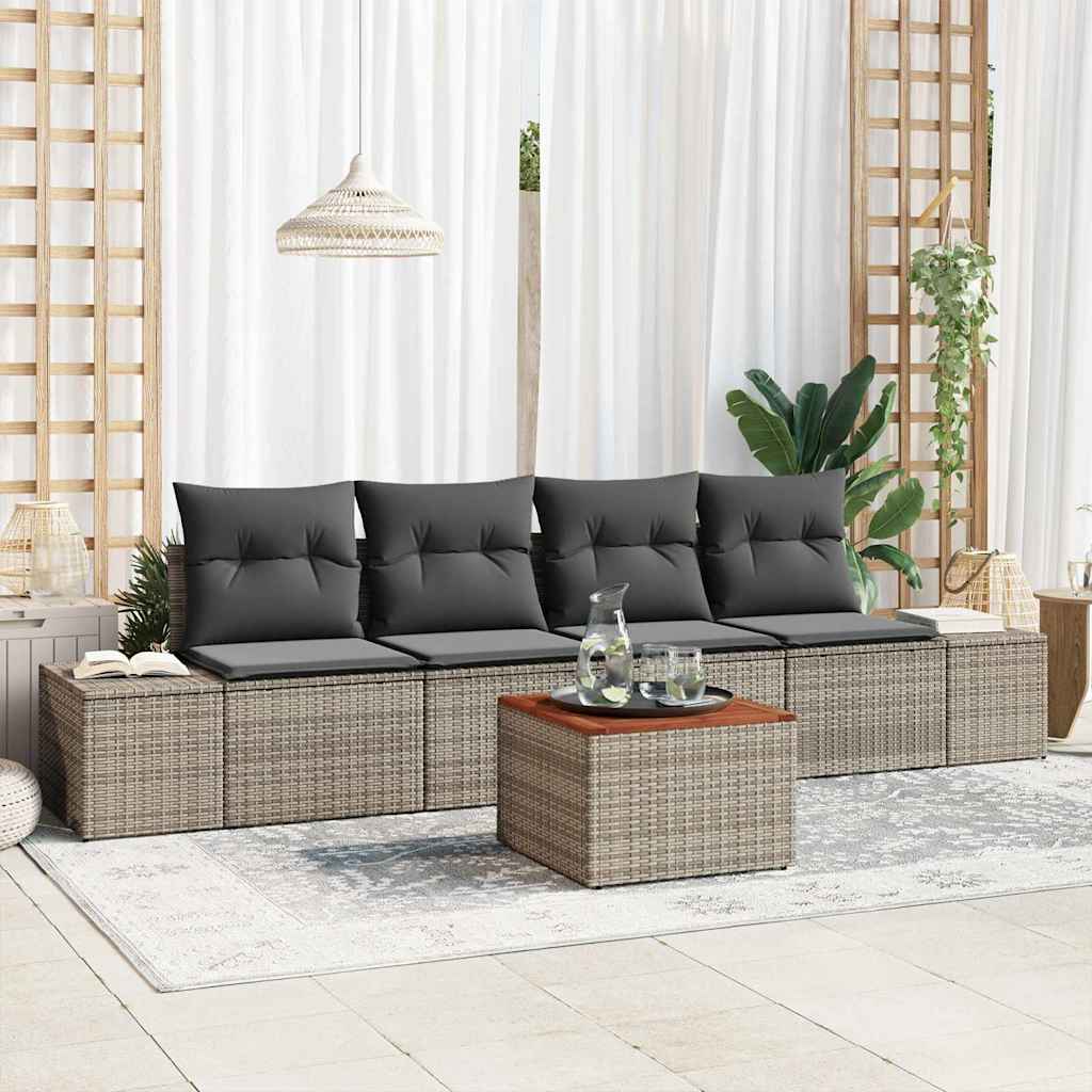 Vidaxl Ensemble De Canapé De Jardin Avec Stockage 5 Pcs Gris Polyrotin