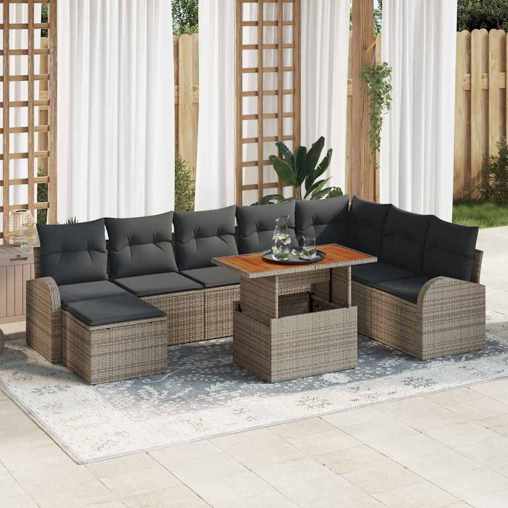 Vidaxl Ensemble De Canapé De Jardin 9 Pcs Gris Poly Rotin