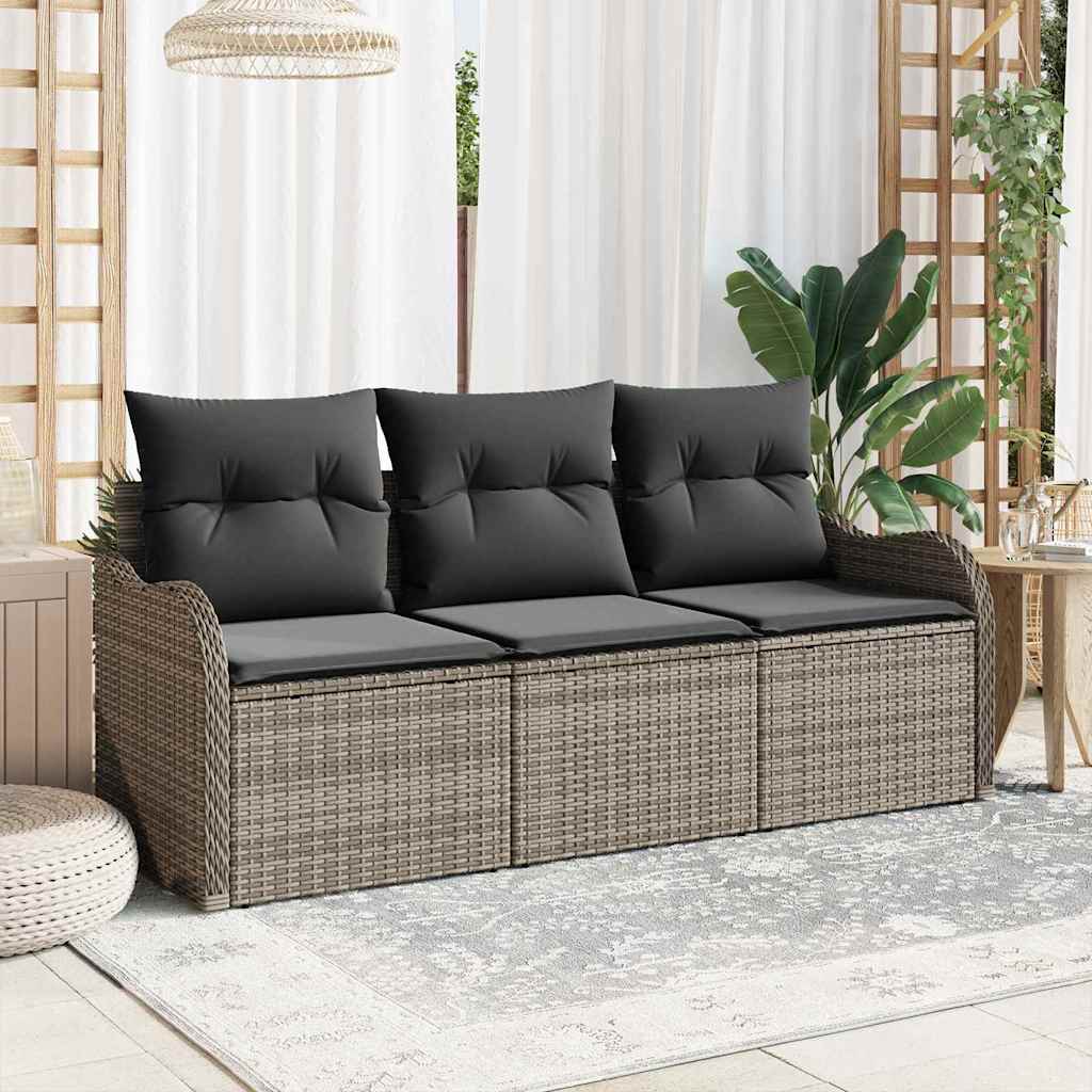 Vidaxl Ensemble De Canapé De Jardin 3 Pcs Gris Poly Rotin