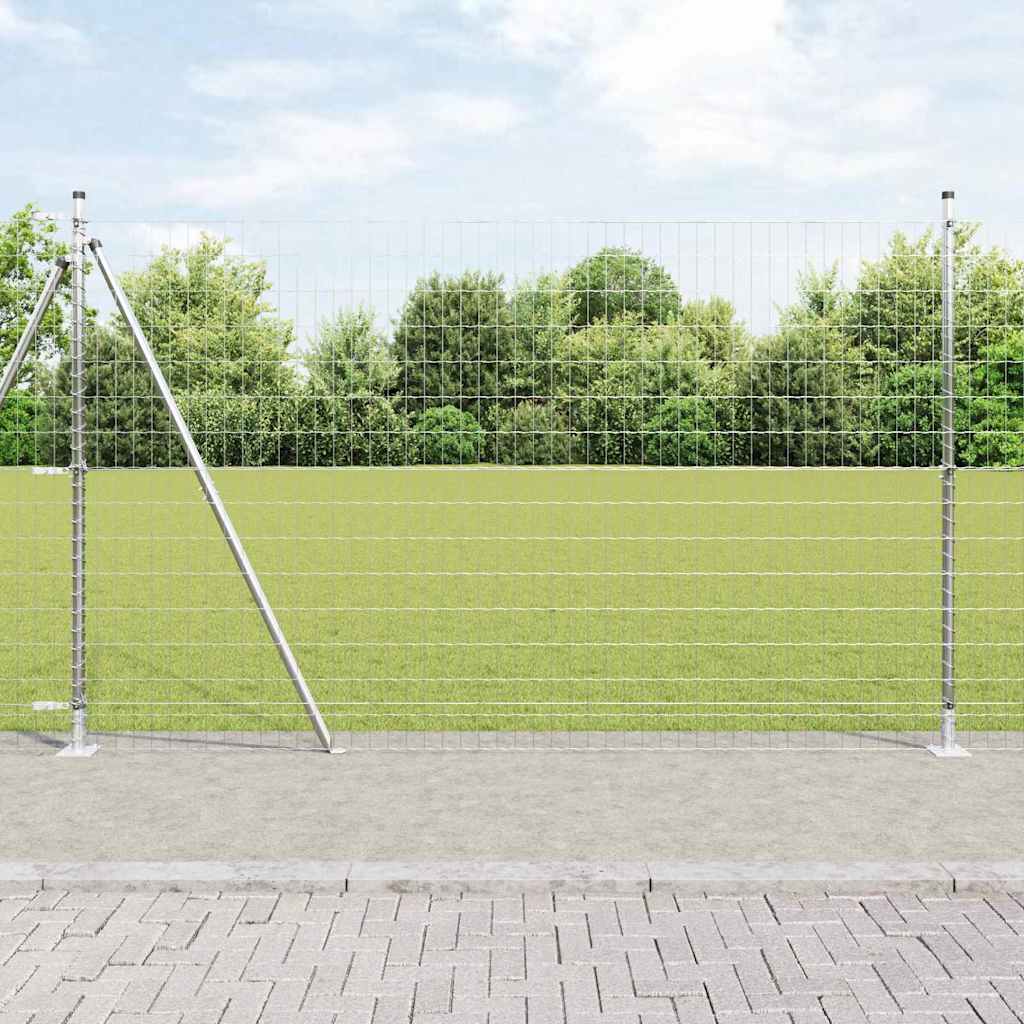 Vidaxl Clôture Euro Extérieure Avec Base En Béton 10 X 1,4 M Argenté
