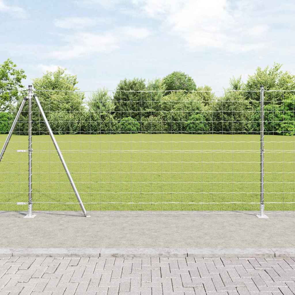 Vidaxl Clôture Euro Extérieure Avec Base En Béton 25 X 1,2 M Argenté