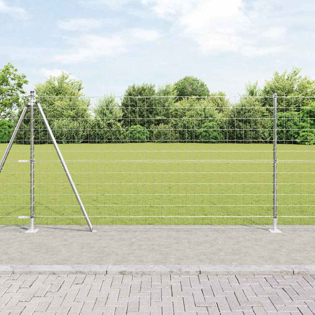 Vidaxl Clôture Euro Extérieure Avec Base En Béton 10 X 1,2 M Argenté