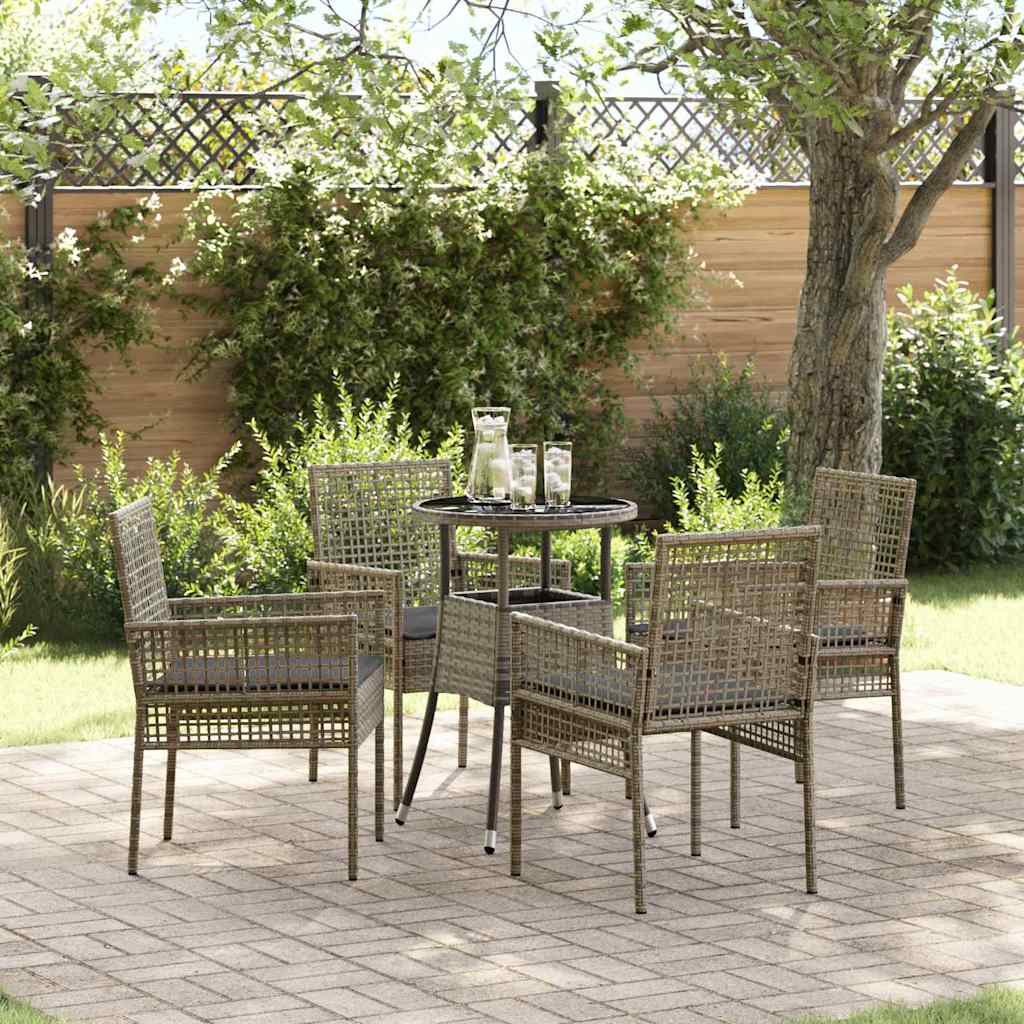 Vidaxl Ensemble De Salle À Manger Pour Jardin 5 Pcs Gris Polyrotin
