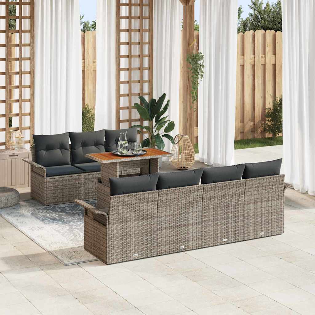 Vidaxl Ensemble De Canapé De Jardin 8 Pcs Gris Poly Rotin