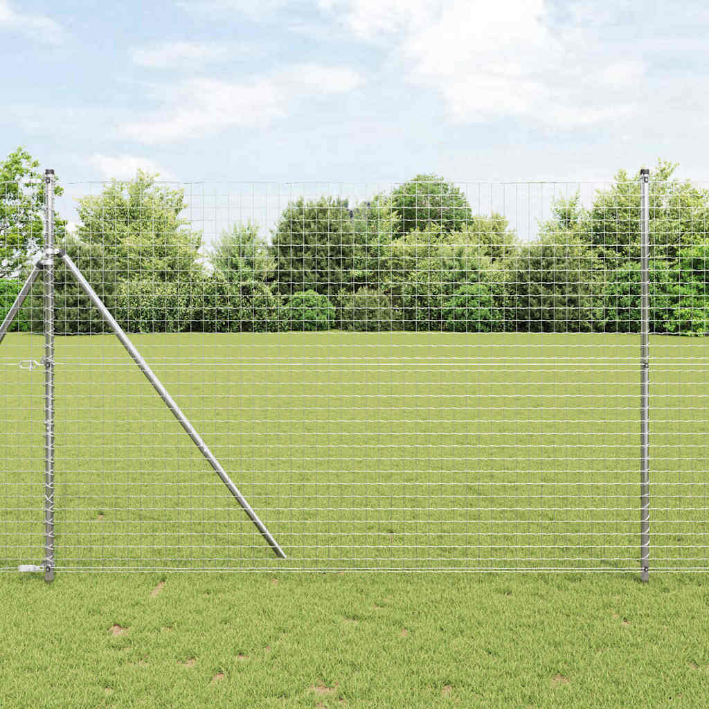 Vidaxl Poteau De Clôture Enchâssé 52 Pc Argenté Acier Enduit De Poudre