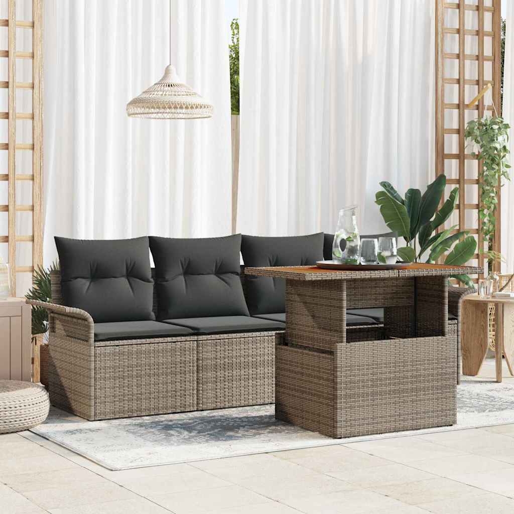 Vidaxl Ensemble De Canapé De Jardin 5 Pcs Gris Poly Rotin
