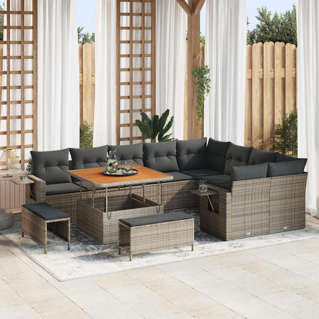 Vidaxl Ensemble De Canapé De Jardin 12 Pcs Gris Polyrotin
