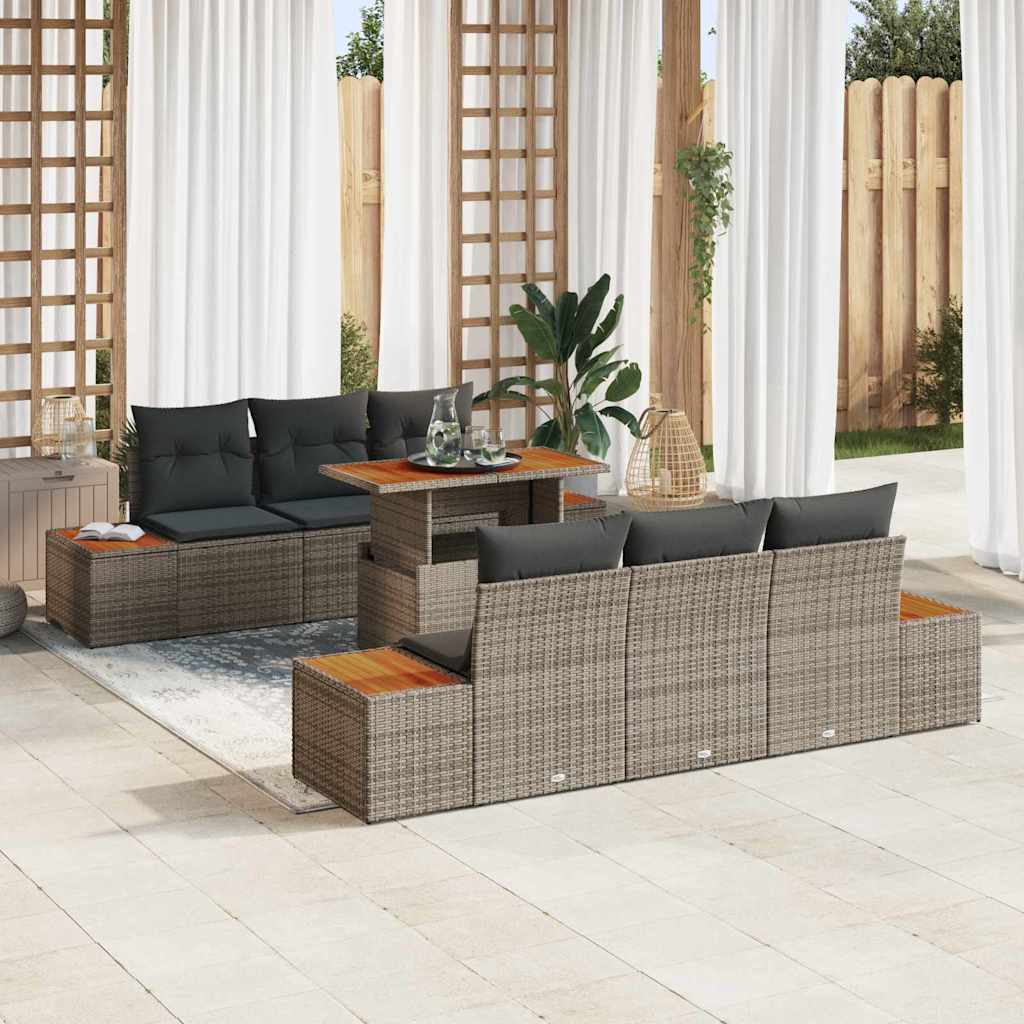 Vidaxl Ensemble De Canapé De Jardin 7 Pc Gris Et Marron