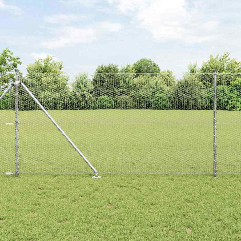 Vidaxl Clôture Hexagonale Avec Poteau 10 X 1 M Acier Galvanisé Argenté