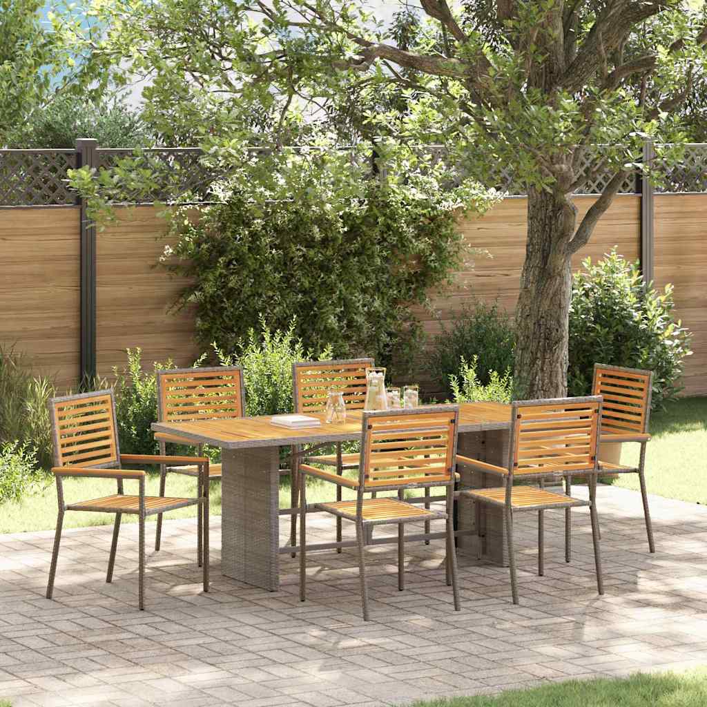 Vidaxl Ensemble De Salle À Manger Pour Jardin 7 Pcs Gris Et Marron