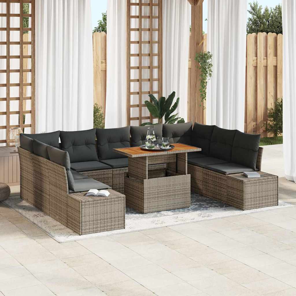 Vidaxl Ensemble De Canapé De Jardin 10 Pc Gris Et Marron