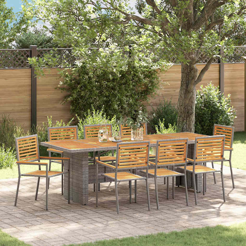 Vidaxl Ensemble De Salle À Manger Pour Jardin 9 Pcs Gris Et Marron