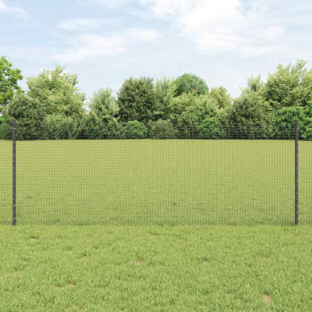 Vidaxl Clôture En Fil Soudé Avec Poteaux 25 X 0,8 M Gris Maille