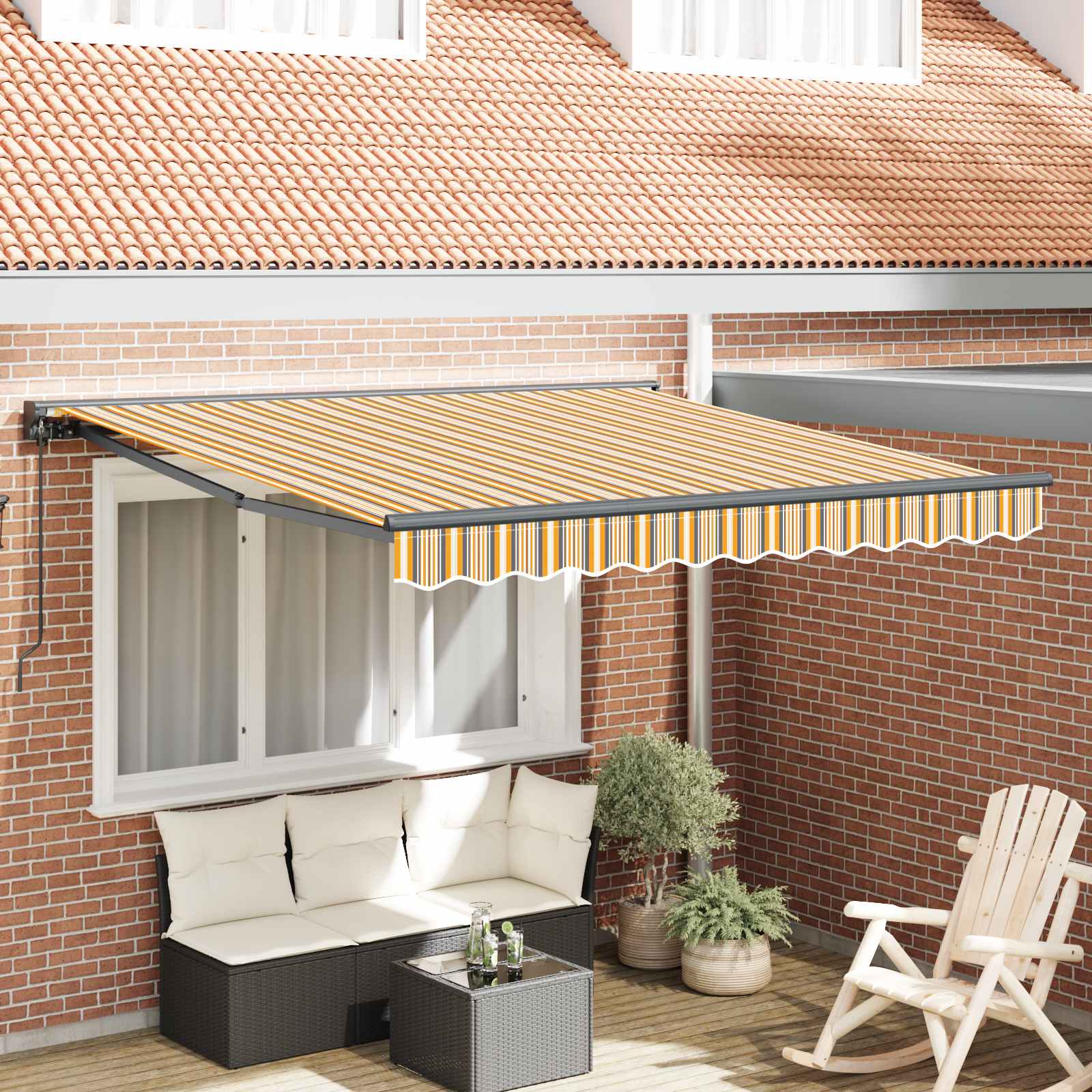 Vidaxl Cadre D'Auvent Jaune Et Gris 300 X 250 Cm