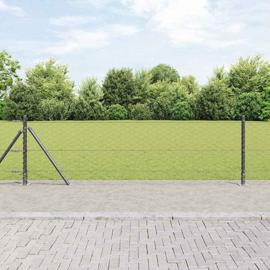 Vidaxl Clôture Hexagonale Avec Base En Béton 25 X 0,6 M Gris Maille
