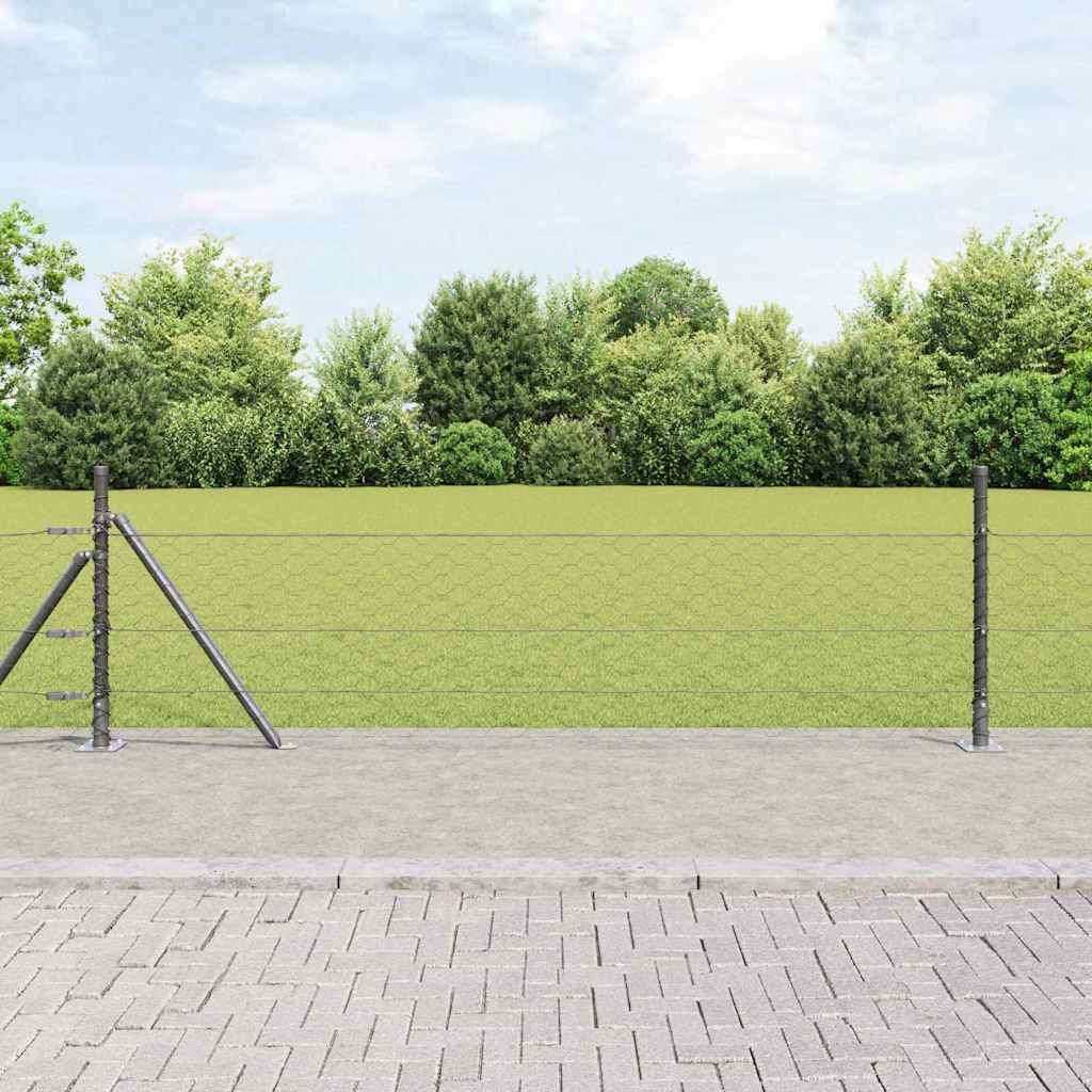 Vidaxl Clôture Hexagonale Avec Base En Béton 50 X 0,5 M Gris Maille